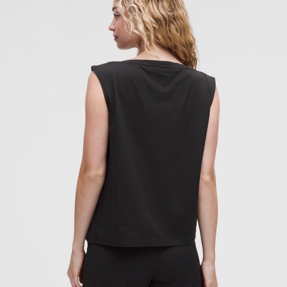 Cotton-Blend Twist-Front Tank Top In Black - Picture 2 of 4